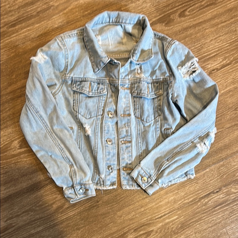 Light Blue Distressed Denim Jacket